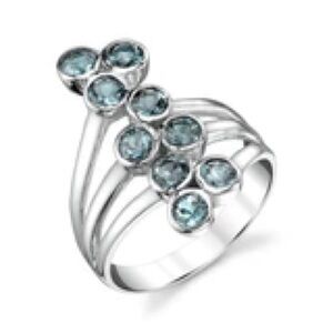 Nine Stone Bubble Ring Sz 8 Blue Topaz Four Peaks Mining Co Made in Arizona